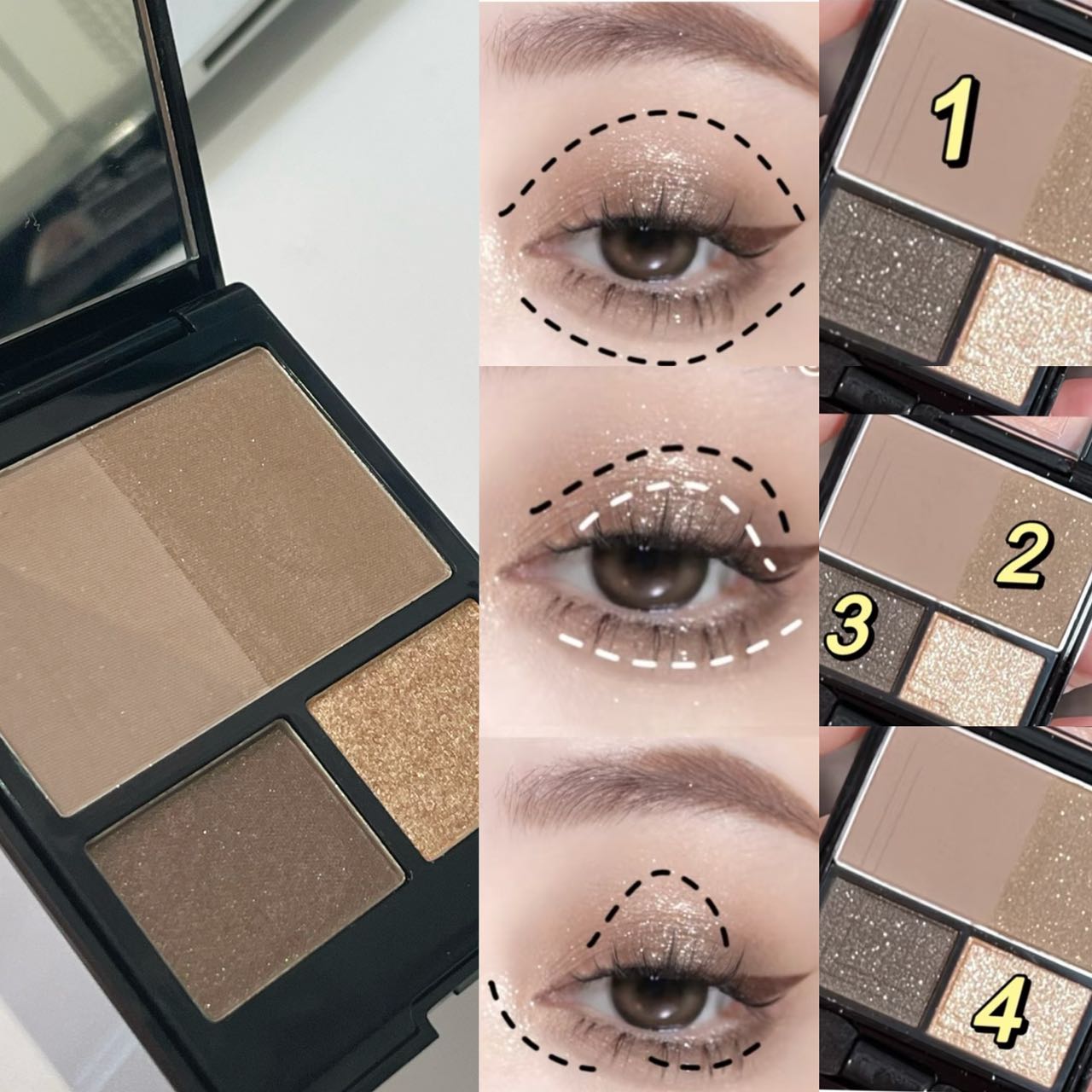 Four-color eyeshadow and contour palette