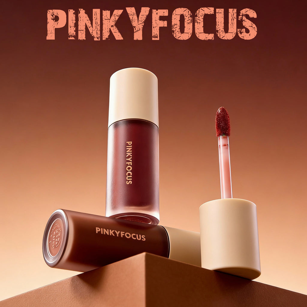 Three-piece brown velvet matte lip gloss set