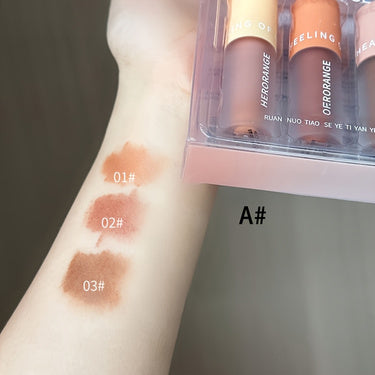 Brown lip and eye coloring