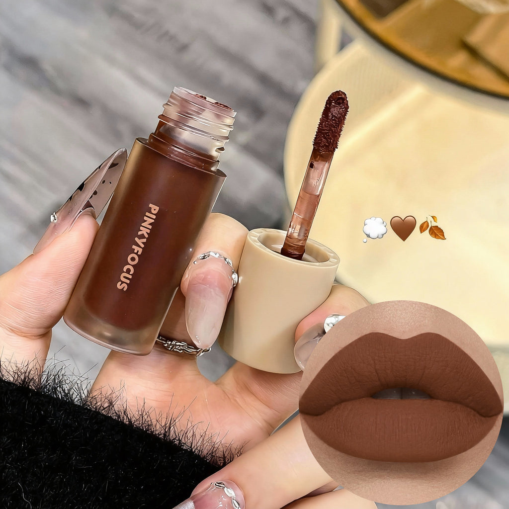 Three-piece brown velvet matte lip gloss set